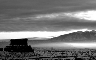 Arches National Park Sunrise Through Clouds From La Sal Mountains Viewpoint