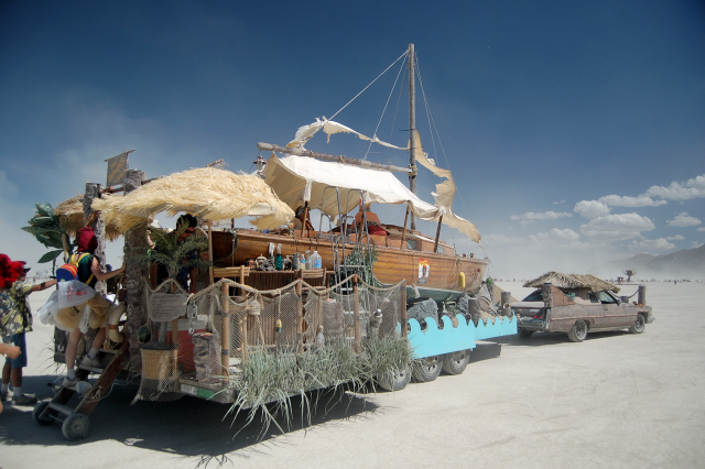 Burning Man Shipwreck Lounge Sailboat Art Car
