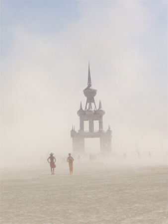 Temple Of Honor In Dust Storm At Burning Man