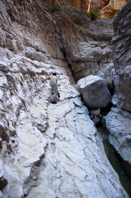 Climbing Up Fern Canyon Near Rio Grande And Santa Elena Canyon In Mexico