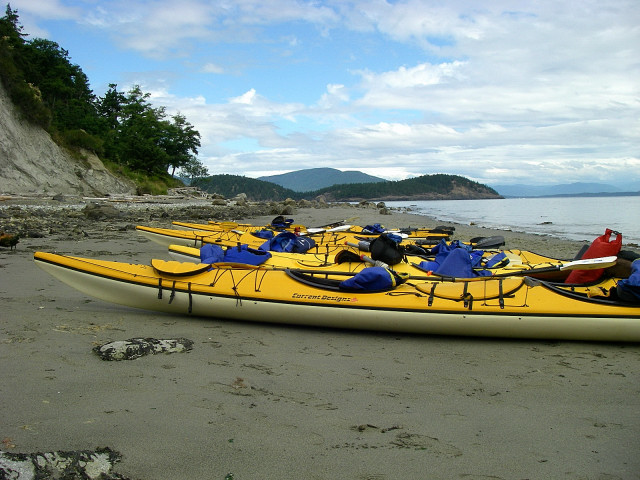 Sea Kayaks On Decatur Island Beach, San Juan Islands