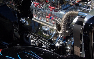 Seattle Greenwood Car Show Hot Rod Chromed Engine