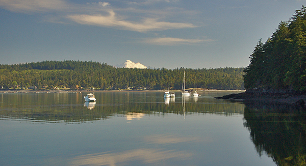 Hope Island State Park Looking Northeast Across Sailboats To Mt Baker And Tosi Point
