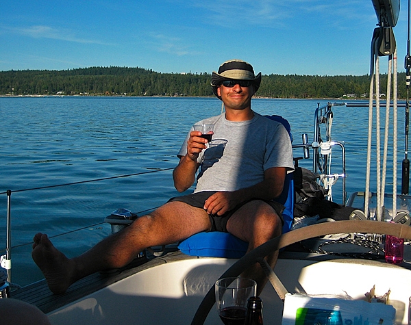 Hope Island State Park Josh On David And Linda's Sailboat Moored At Anshor In Cockpit With A Drink