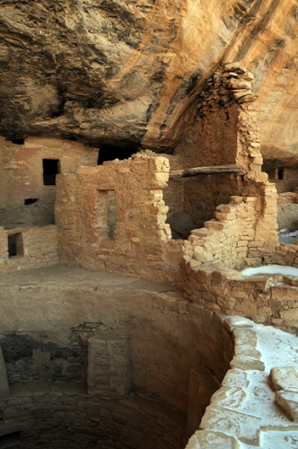 Spruce Tree House Building And Kiva In Ground At Mesa Verde National Park Colorado Ancestral Puebloan Anasazi Ruins