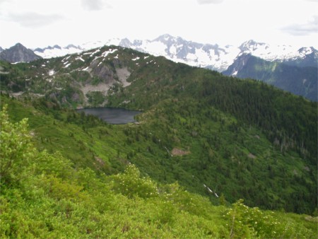 Distant View Of Monogram Lake, Nestled In Its Cirque