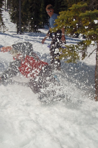 Don Sledding And Avoiding Tree At Scottish Lakes High Camp