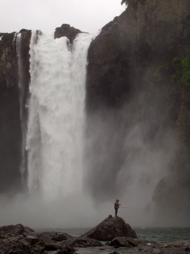 Snoqualmie Falls Fisherman Fishing