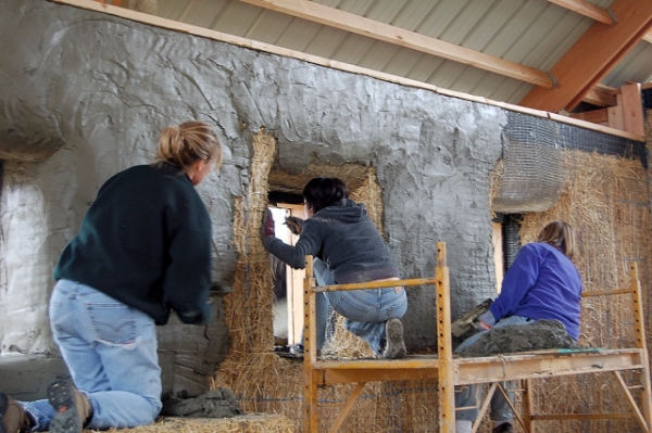 Ellensburg Straw Bale Construction Plastering Workshop Barn Raising, Plastering Interior Of Window Frames