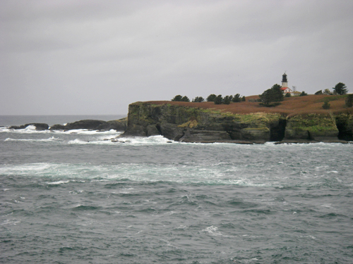 Tatoosh Island Lighthouse Viewed From Cape Flattery Trail Makah Indian Reservation Olympic Peninsula In Pacific Ocean