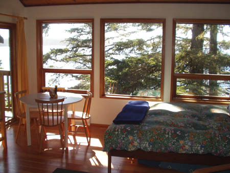 Interior Of Tonquin Point Studio Looking Out To Water, Tofino, Vancouver Island, British Columbia, Canada
