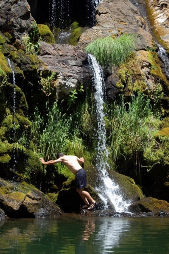 Calaveras County California Climbing Rocks Around Waterfall Base