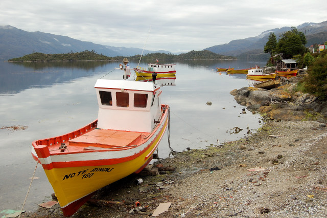 Boats From The Indigenous Town Of Puerto Eden By Nacional Parque Bernardo O'Higgins / National Park, Chile