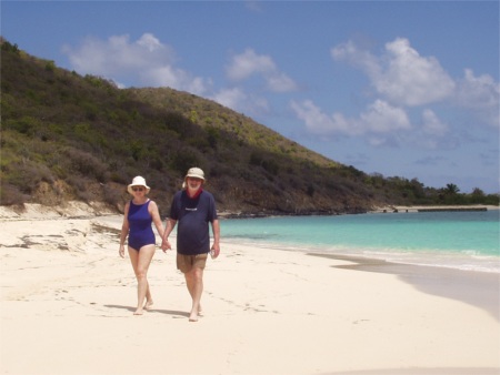 Mom And Dad Walking The Pristine Beaches Of Buck Island National Monument, Near St. Croix, Virgin Islands