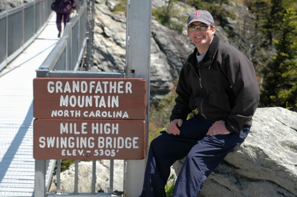 Steve By North Carolina's Grandfather Mountain Mile High Swinging Bridge