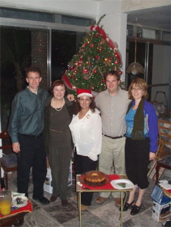 Family By The Christmas Tree In La Paz, Mexico