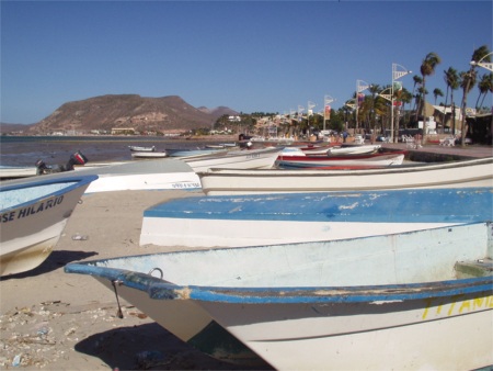 Boats Along The Waterfront Boardwalk Malecon Of La Paz, Mexico