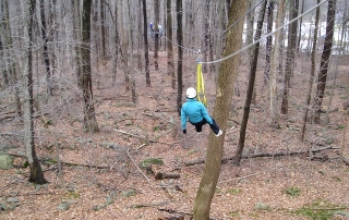 Karen Going Away On Zip Line, Spring Mountain Zip Line Canopy Tour, Pennsylvania