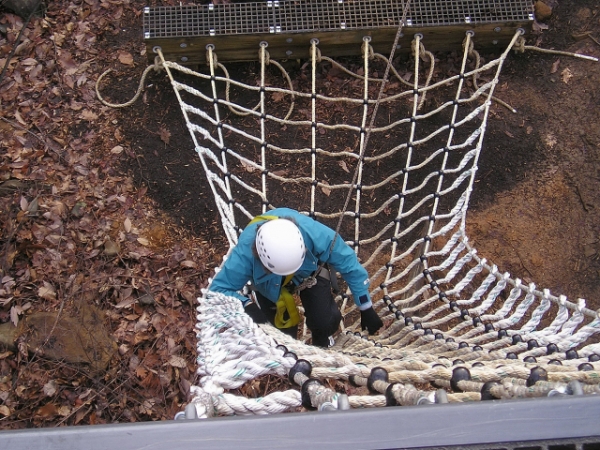 Karen Ascending Rope Ladder, Spring Mountain Zip Line, Pennsylvania