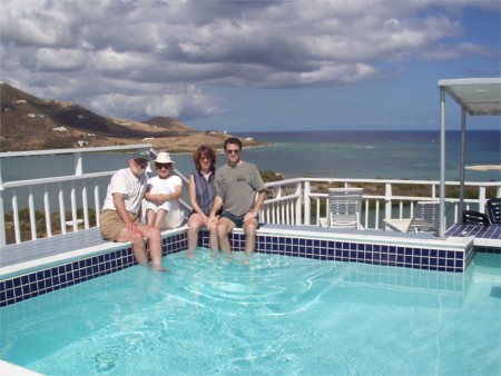 Dad, Mom, Karen, And Scott By The Pool Of Villa Soleil Overlooking Salt River Bay, St. Croix, Virgin Islands