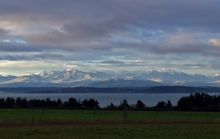 Olympic Mountains snow view Ebey's Landing National Historical Reserve Coupeville