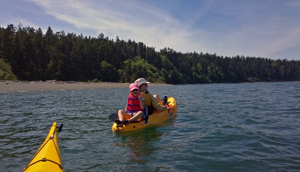 Kayaking Whidbey Island east of Coupeville in Saratoga Passage