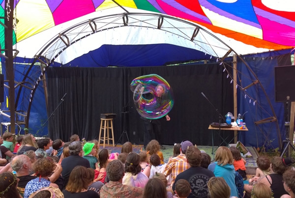 Oregon Country Fair in Eugene with bubble performer