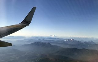 Flight over Washington Cascade Mountains view to Mt Baker