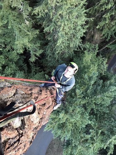 Adventure Terra sunset tree canopy climb Deception Pass State Park rappelling down old growth tree