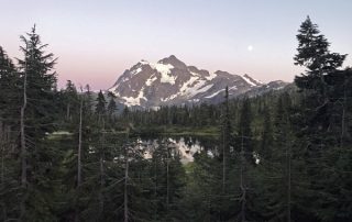 Mt Shuksan above Picture Lake by Mt Baker Lodge in Mt Baker Snoqualmie National Forest