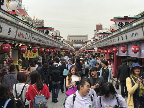 Nakamise-dori vendor stalls in Asakusa Tokyo Japan
