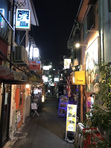 Shinjuku Golden-gai Tokyo Japan narrow streets lined with tiny old drinking establishment bars