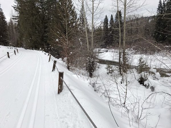 Kahler Glen cross-country ski trail by Nason Creek in Plain