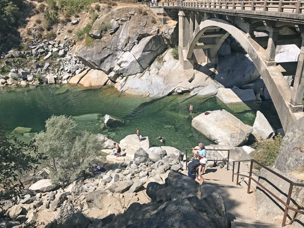 Swimming entry beach at Hoyt's Crossing on Yuba River in California