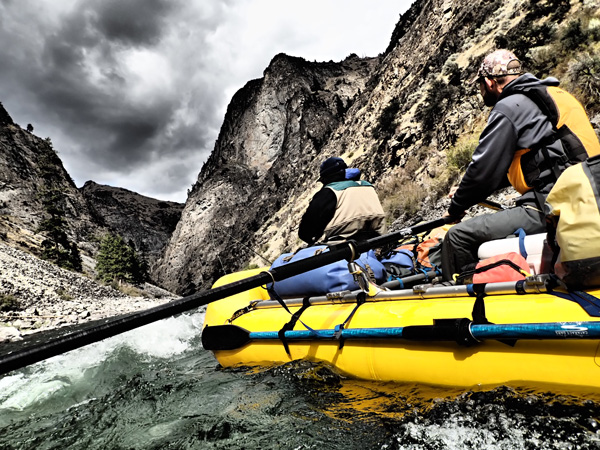 White water rafting through rapids on Middle Fork of Salmon River in Idaho